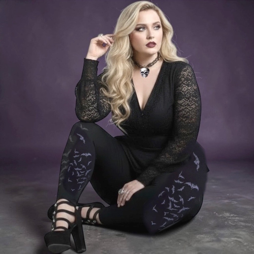TORRID Nightfall "Bat's Flight" Deep Black Leggings NWT‎ Size 3X - Picture 3 of 11